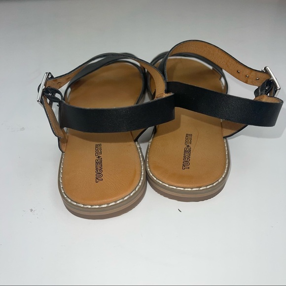 Tucker & Tate Nordstrom Black Faux Leather Ankle Strap Sandals - Picture 10 of 13